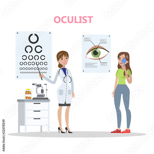Young woman making eyes examination in hospital