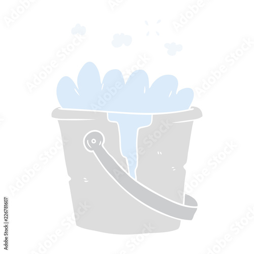 flat color style cartoon bucket of soapy water