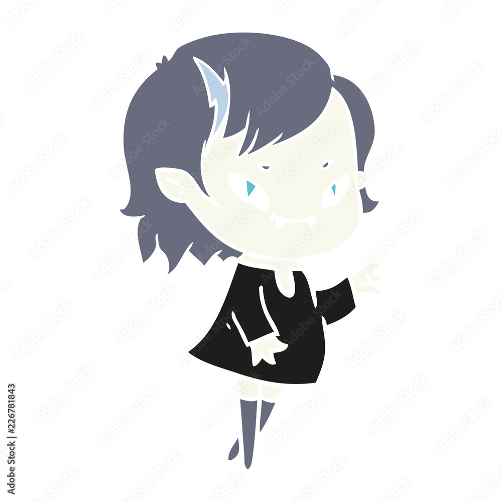 flat color style cartoon friendly vampire girl flat color style cartoon friendly vampire girl