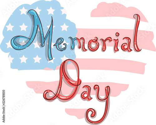 Memorial Day Heart Flag Ill...