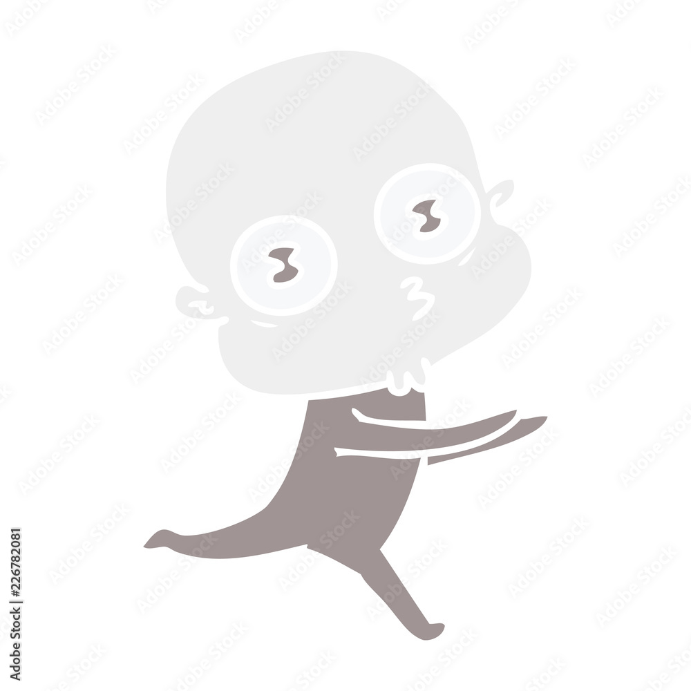 flat color style cartoon weird bald spaceman running flat color style cartoon weird bald spaceman running