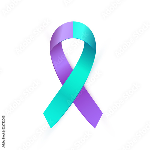 3d purple blue ribbon for Suicide Prevention Awareness