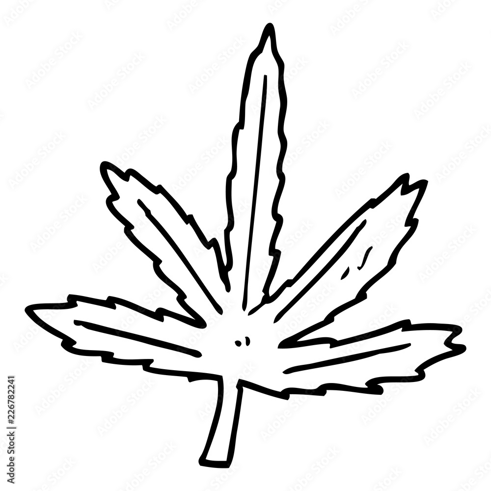 line drawing cartoon marijuana leaf Stock Vector | Adobe Stock