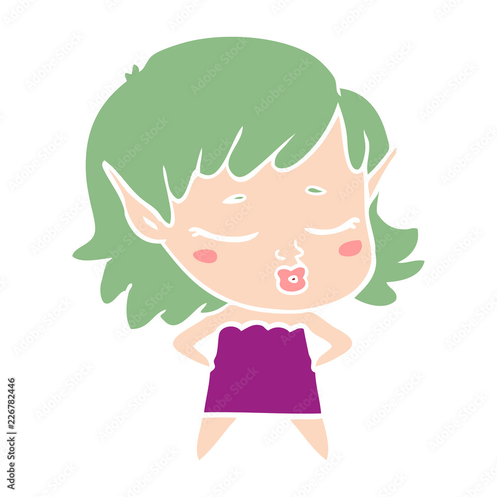 Obraz premium pretty flat color style cartoon elf girl