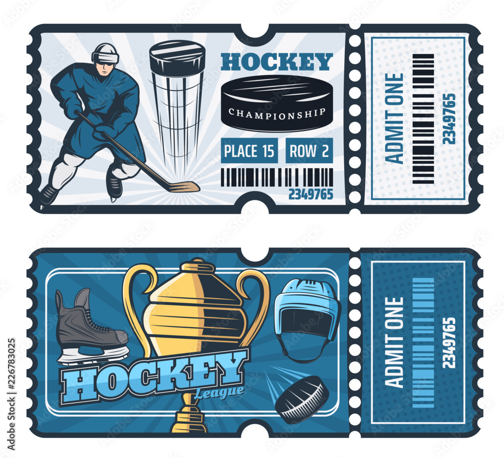 Obraz premium Ice hockey cup game tickets, vector