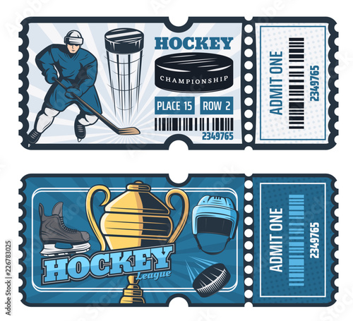 Ice hockey cup game tickets, vector