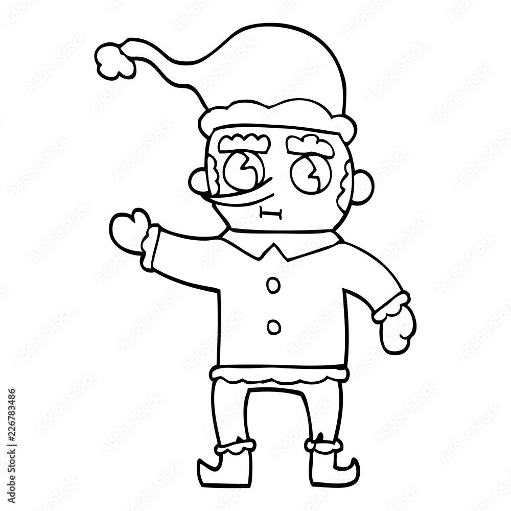 line drawing cartoon christmas elf