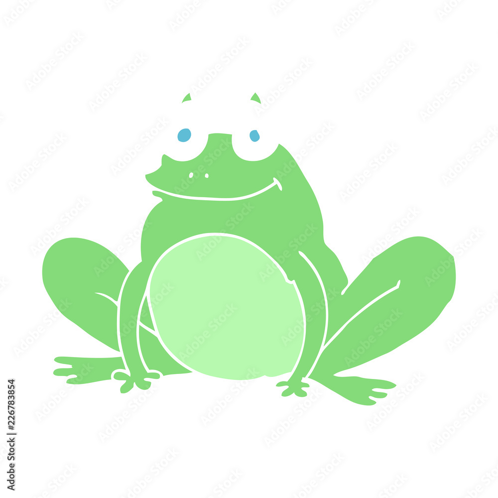 flat color illustration of a cartoon happy frog flat color illustration of a cartoon happy frog