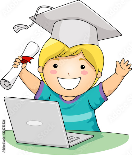 Kid Boy Virtual School Grad...