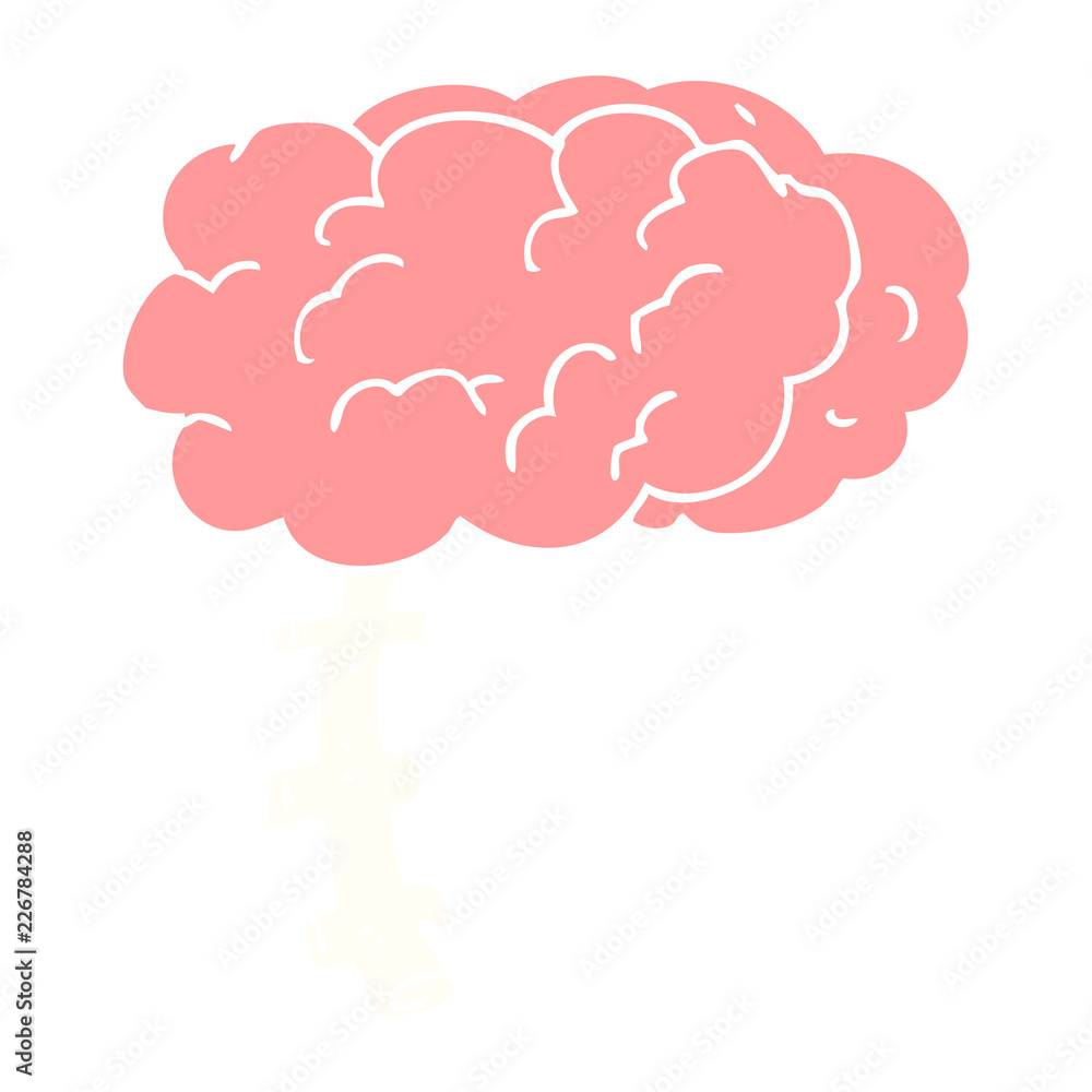 flat color illustration of a cartoon brain flat color illustration of a cartoon brain