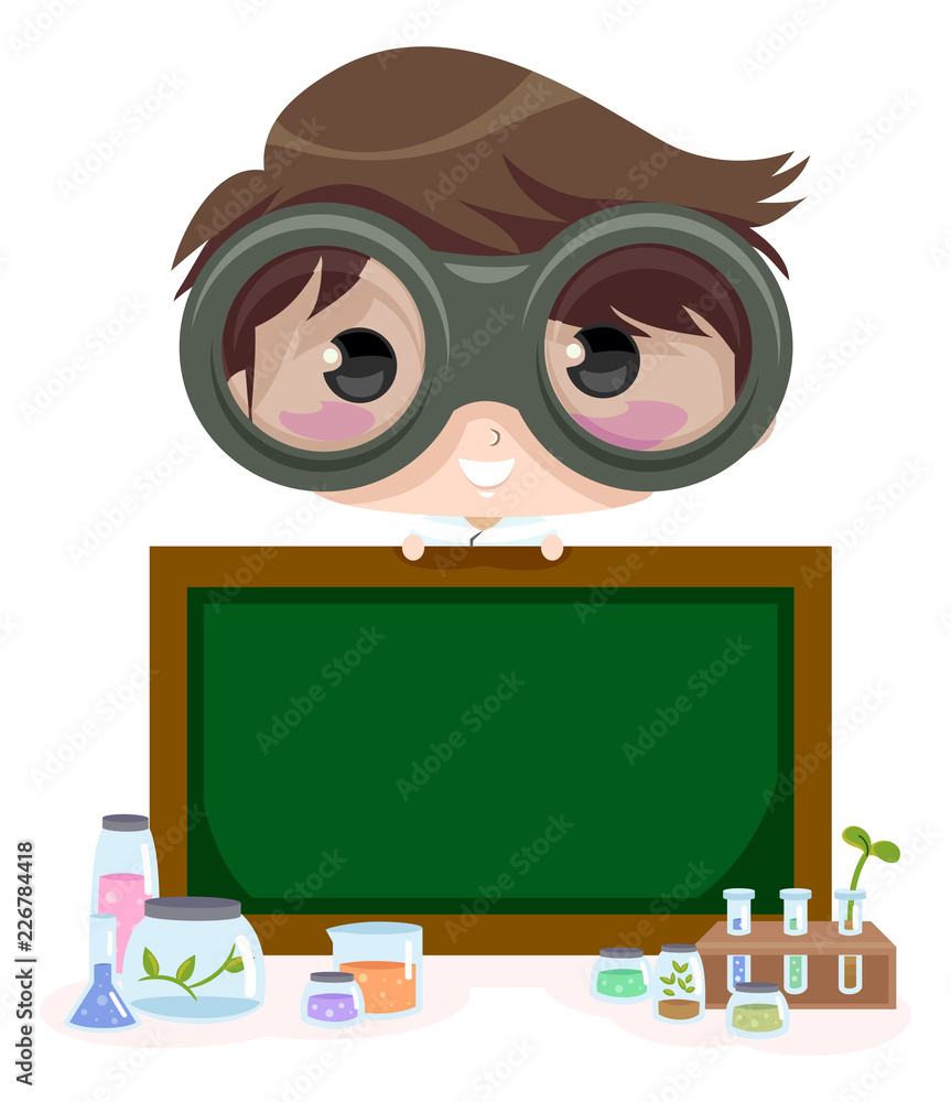 Kid Boy Scientist Board Illustration