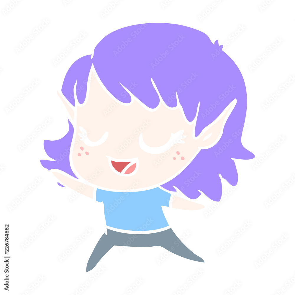 carton happy elf girl dancing carton happy elf girl dancing