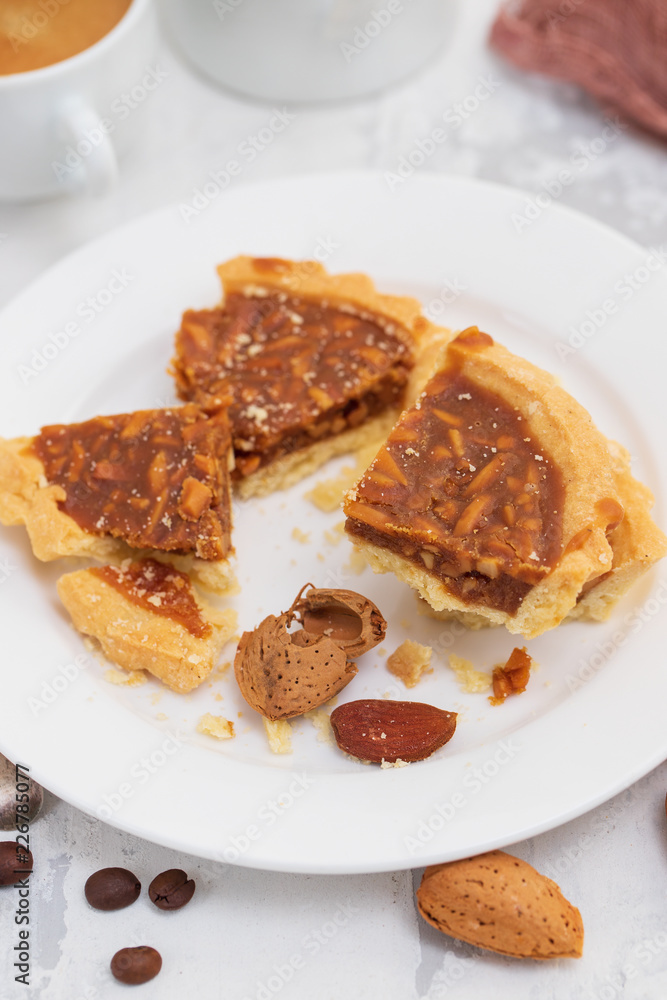 almond tart in small plate almond tart in small plate