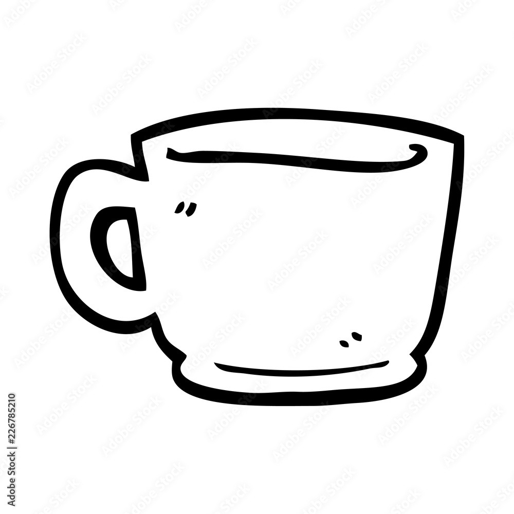 line drawing cartoon of a tea cup Stock Vector | Adobe Stock
