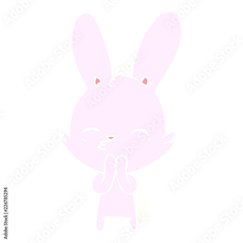curious bunny flat color style cartoon