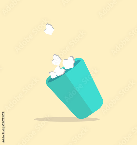 Wastebin Full of Paperwaste Vector Illustration photo