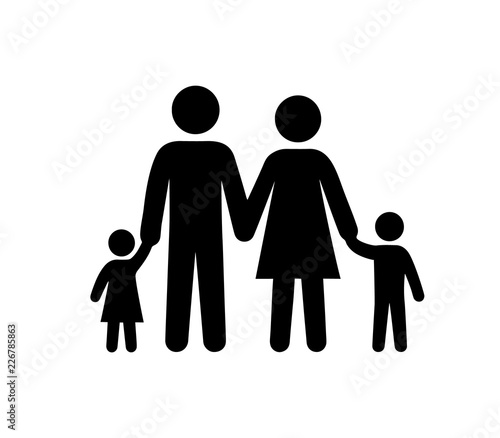 Family Black Silhouette Icon Vector Illustration