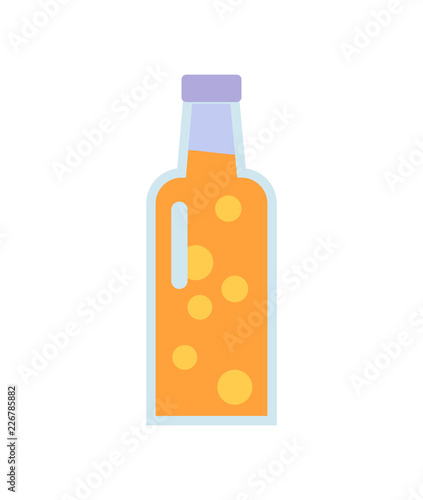Glass Bottle with Beverage Vector Illustration