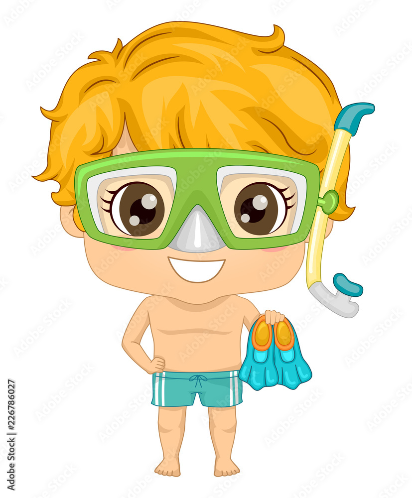 Kid Boy Snorkeling Illustration