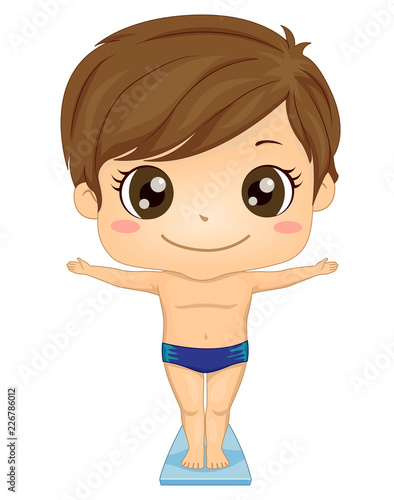 Kid Boy Springboard Dive Illustration