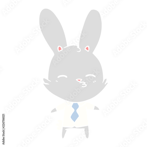 curious bunny flat color style cartoon