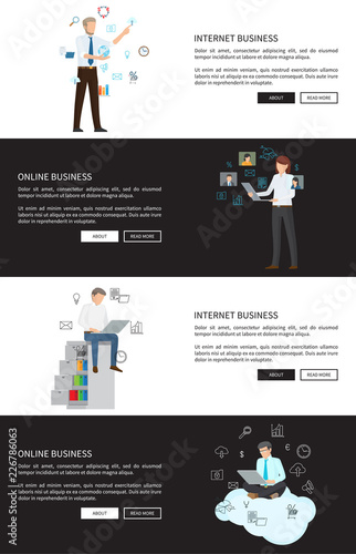 Online Business Collection Vector Illustration