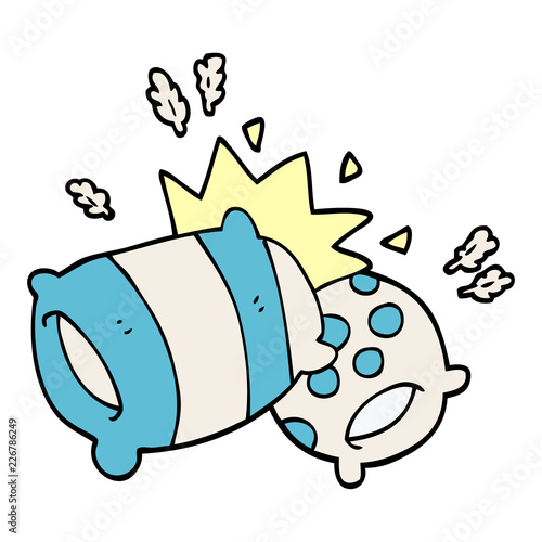 cartoon doodle pillow fight