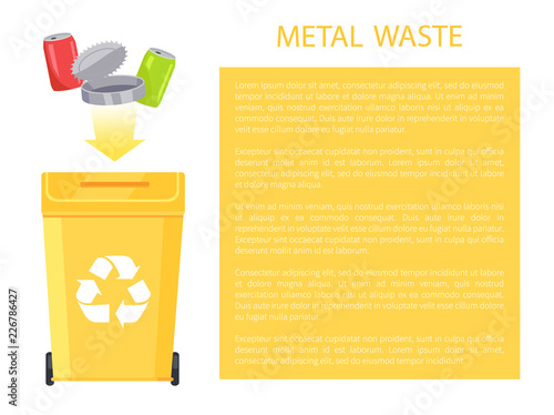 Metal Waste Poster and Text Vector Illustration
