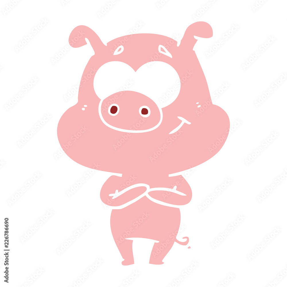 happy flat color style cartoon pig happy flat color style cartoon pig