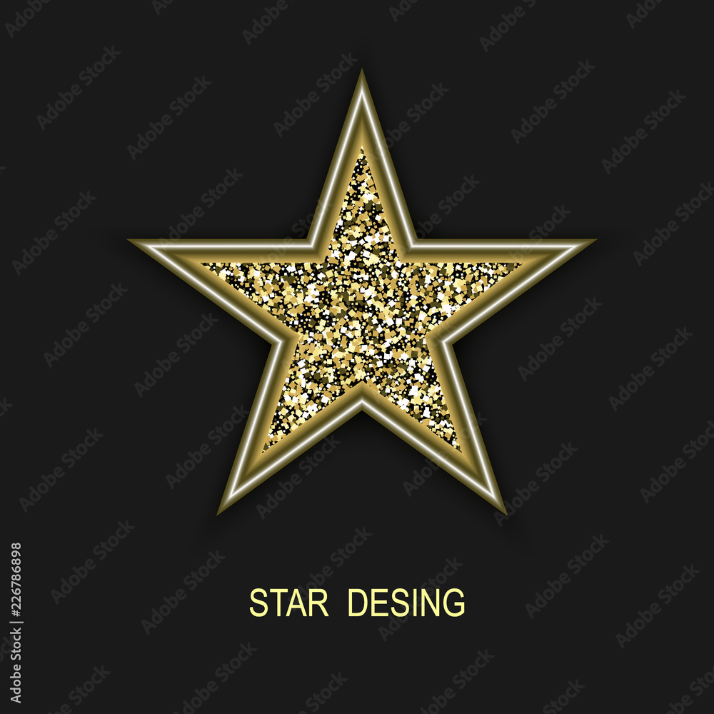 Fototapeta premium Vector golden glitter star.Golden glitter star design element
