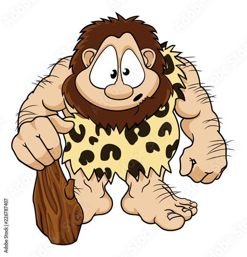 A caveman funny cute cartoon character graphic illustration