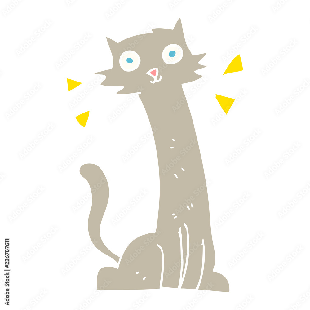 flat color illustration of a cartoon cat flat color illustration of a cartoon cat
