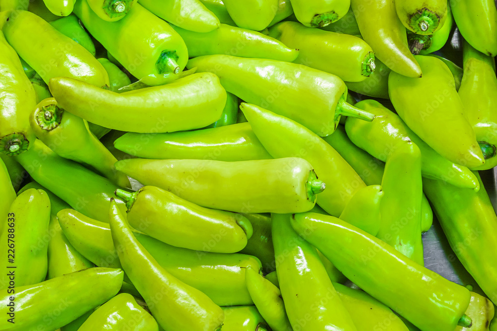 Many green chillis are overlapped Many green chillis are overlapped