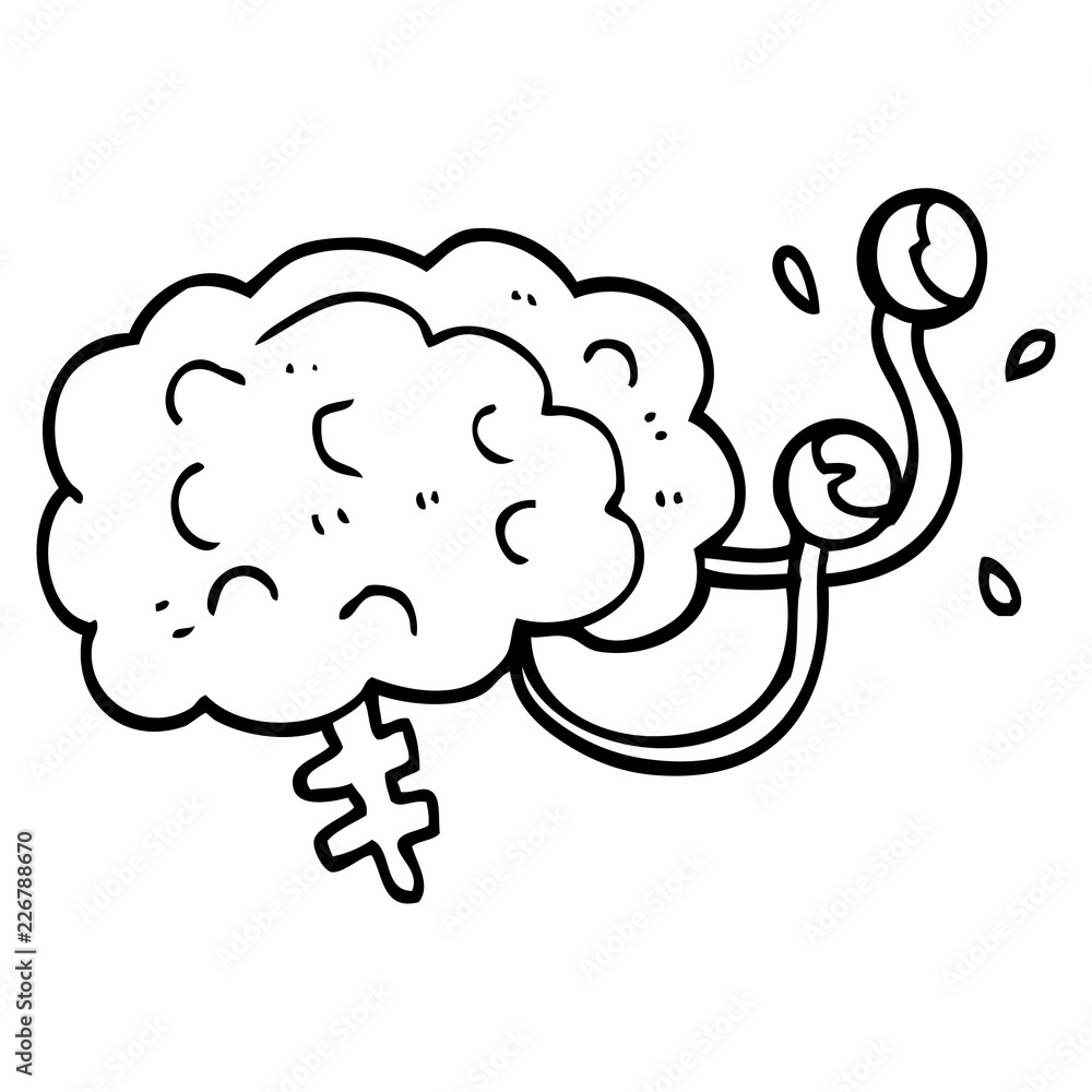 line drawing cartoon of a monster brain line drawing cartoon of a monster brain
