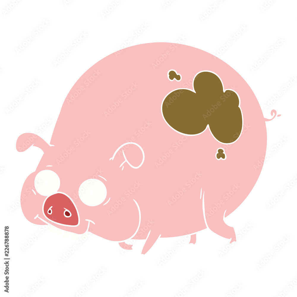 flat color style cartoon muddy pig flat color style cartoon muddy pig