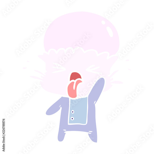 disgusted flat color style cartoon alien