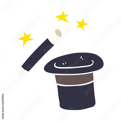 cartoon doodle magicians hat and wand