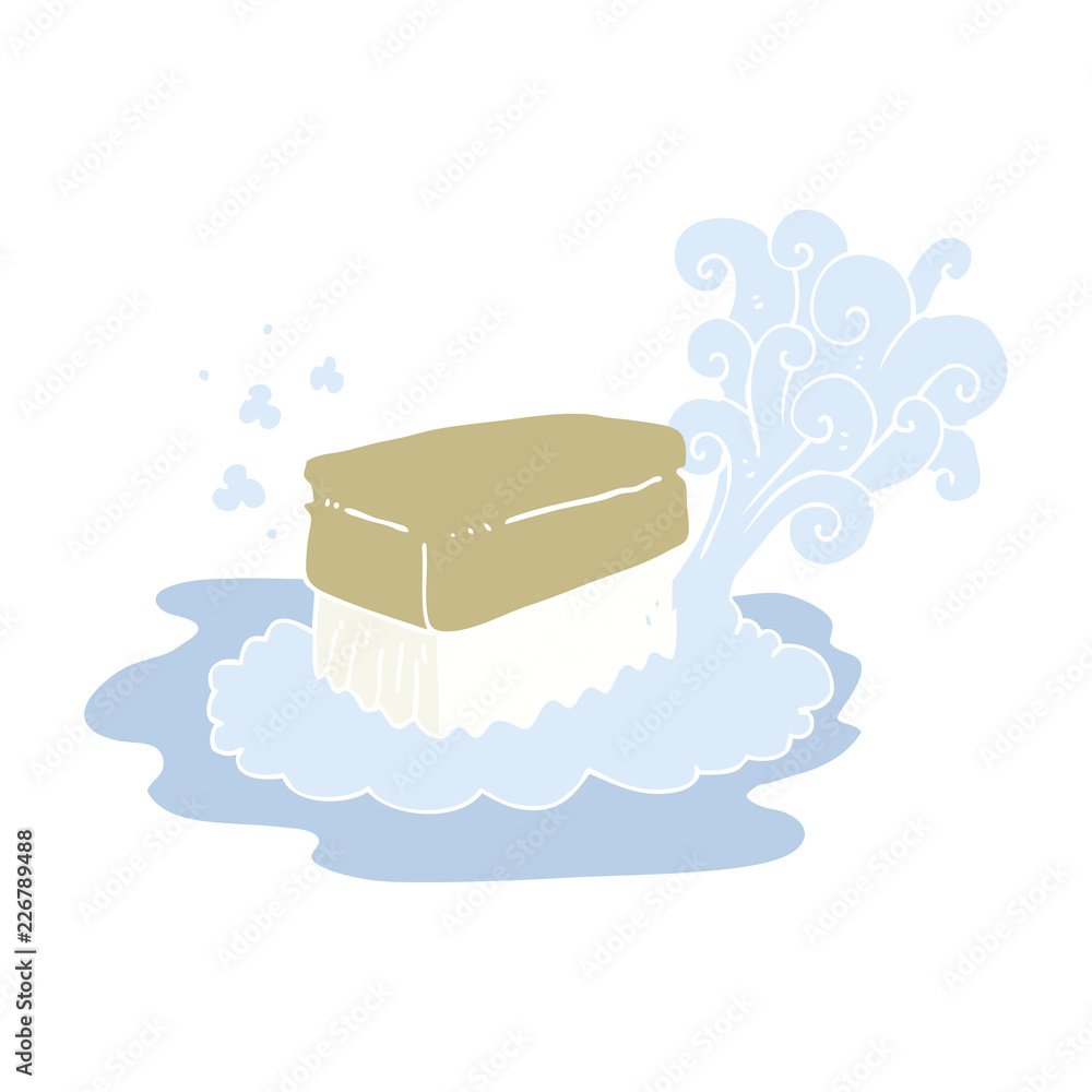 flat color illustration of a cartoon scrubbing brush flat color illustration of a cartoon scrubbing brush