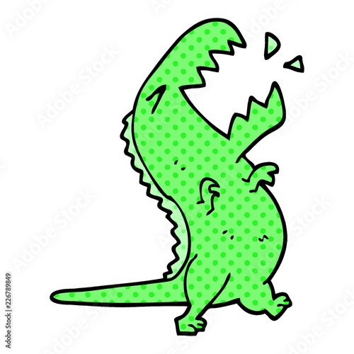 cartoon doodle roaring t rex