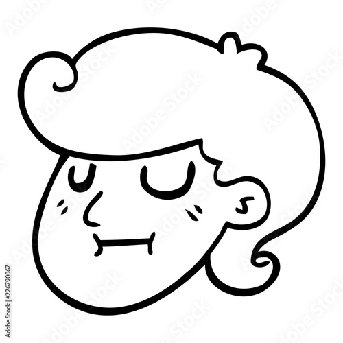 line drawing cartoon of a girls face