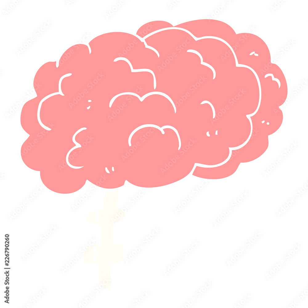 flat color illustration of a cartoon brain flat color illustration of a cartoon brain
