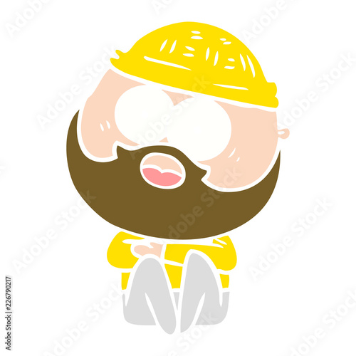 flat color style cartoon surprised bearded man