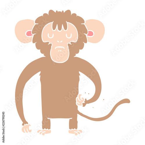 flat color style cartoon monkey scratching