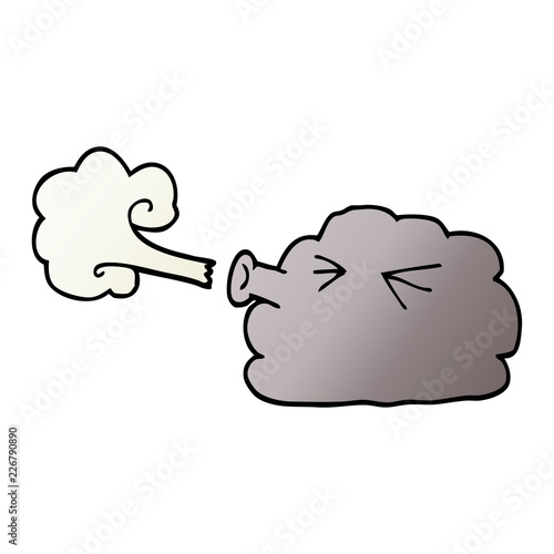 cartoon doodle cloud blowing a gale