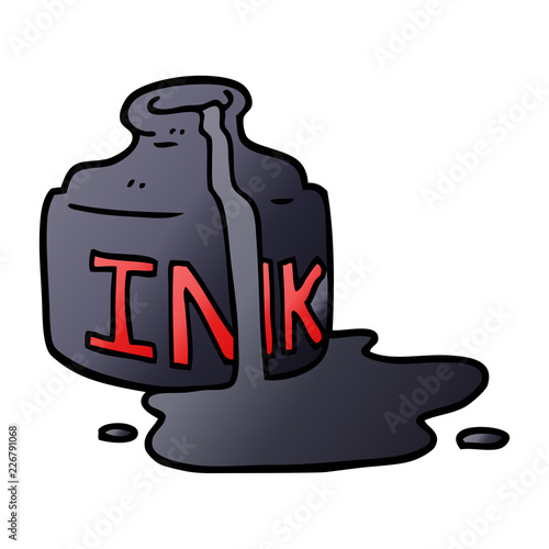 cartoon doodle spilled ink bottle