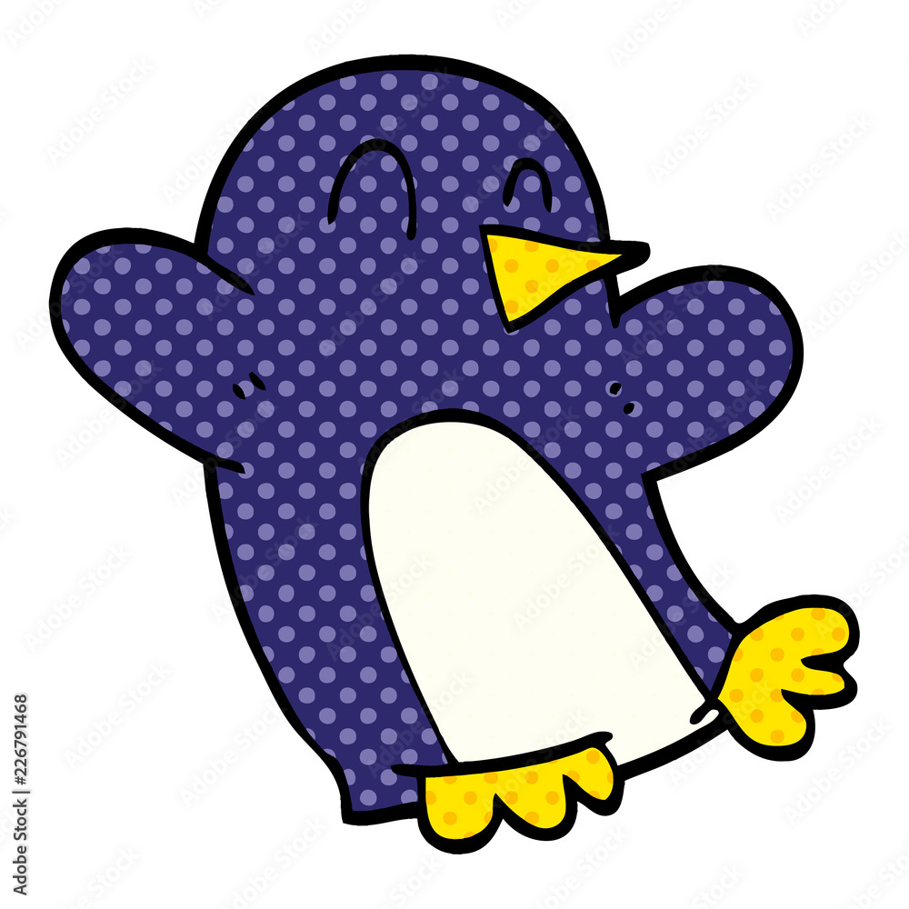 Obraz premium cartoon doodle christmas penguin