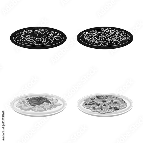 Vector illustration of pasta and carbohydrate logo. Set of pasta and macaroni stock symbol for web.