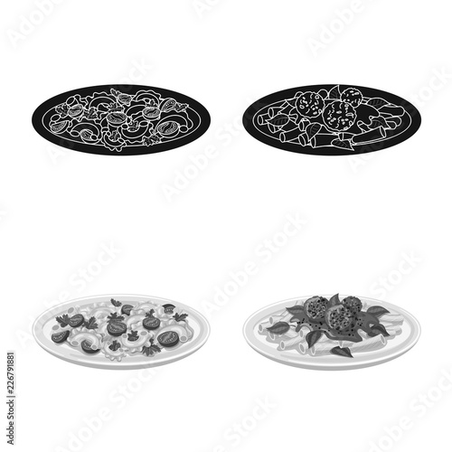 Vector design of pasta and carbohydrate logo. Collection of pasta and macaroni stock symbol for web.
