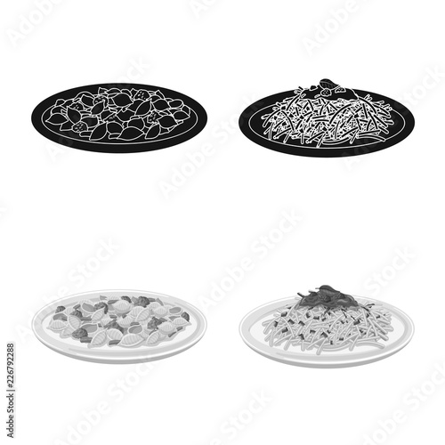 Vector illustration of pasta and carbohydrate logo. Collection of pasta and macaroni stock symbol for web.