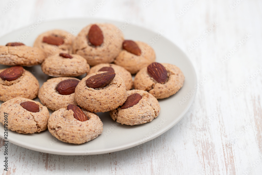 almond cookies on small plate almond cookies on small plate